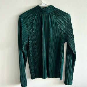 Pleated mock neck blouse